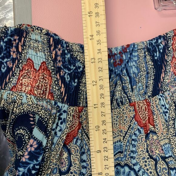 Band of Gypsies Palazzo Pants Smocked‎ Waist Tie Belt Slits Bohemian Wide Small - Picture 15 of 16